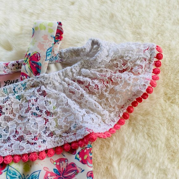 Girl’s Infant Outfit Butterfly Top Capri Denim Leggings Size 12 months Spring - Picture 2 of 14